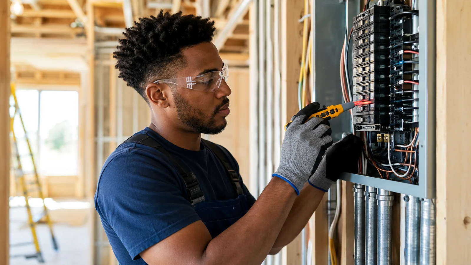 Electrician working in the skilled trades
